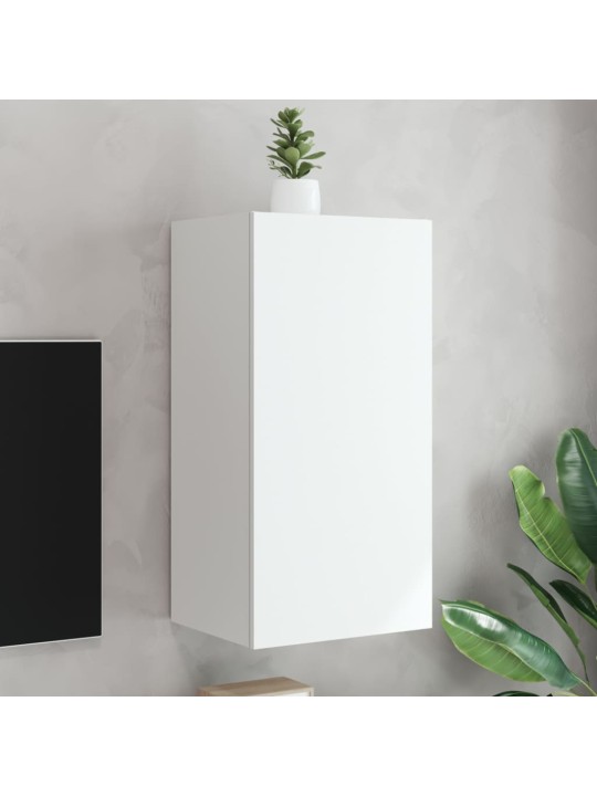 Tv galdiņš ar led lampiņām, balti, 40,5x35x80 cm