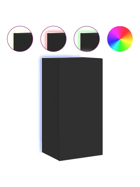 Tv galdiņš ar led lampiņām, melni, 40,5x35x80 cm