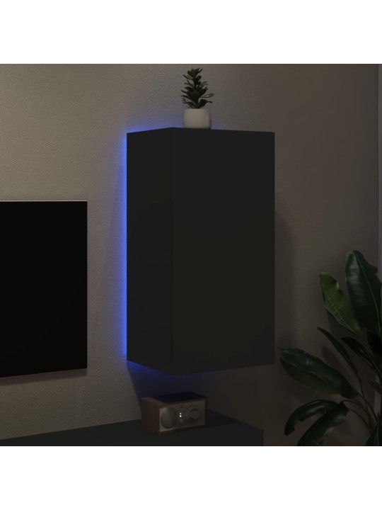 Tv galdiņš ar led lampiņām, melni, 40,5x35x80 cm
