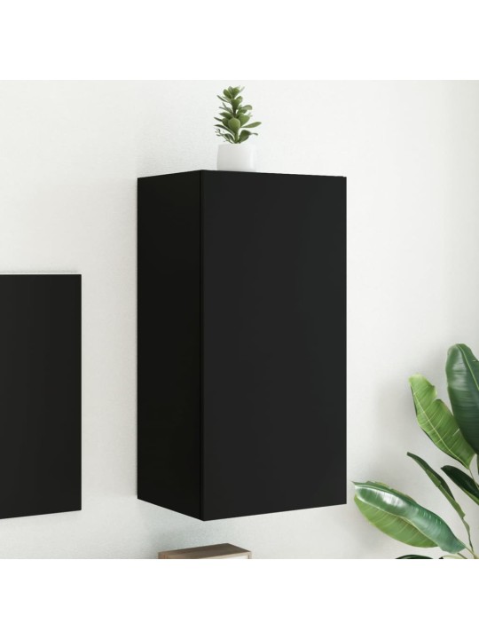 Tv galdiņš ar led lampiņām, melni, 40,5x35x80 cm