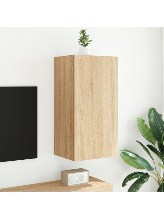 Tv plaukti ar led lampiņām, 40,5x35x80 cm, koka krāsā