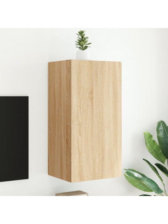 Tv plaukti ar led lampiņām, 40,5x35x80 cm, koka krāsā