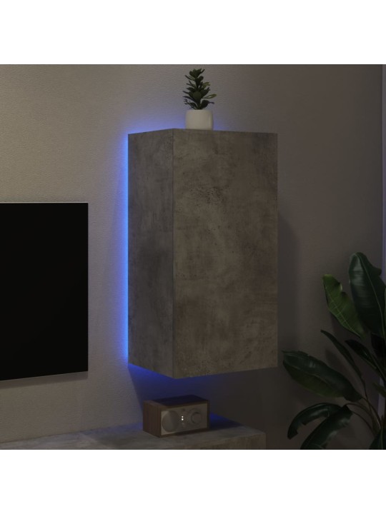 Tv galdiņi ar led lampiņām, betona pelēki, 40,5x35x80 cm