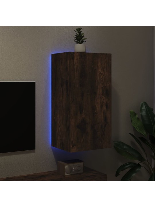 Tv plaukti ar led lampiņām, 40,5x35x80 cm, ozolkoka krāsā