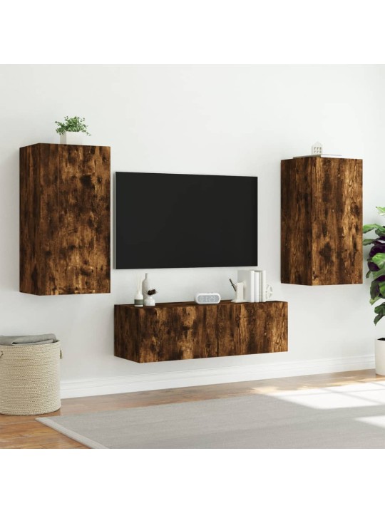 Tv plaukti ar led lampiņām, 40,5x35x80 cm, ozolkoka krāsā