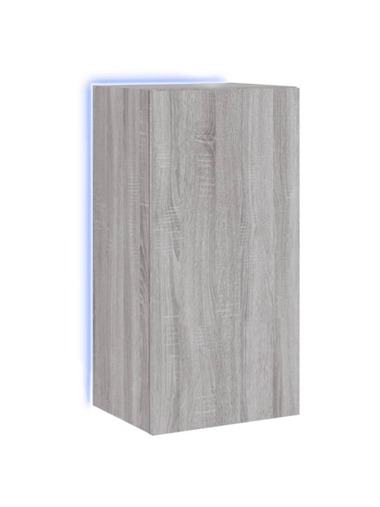 Tv skapītis ar led lampiņām, pelēka ozola krāsa, 40,5x35x80 cm
