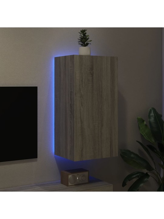 Tv skapītis ar led lampiņām, pelēka ozola krāsa, 40,5x35x80 cm