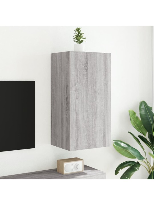 Tv skapītis ar led lampiņām, pelēka ozola krāsa, 40,5x35x80 cm