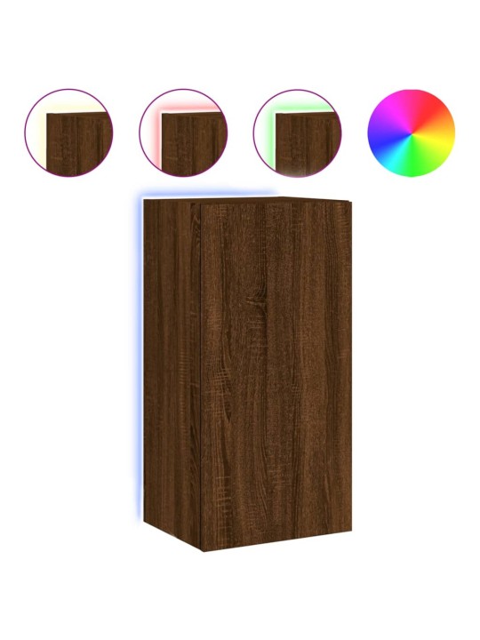 Tv plaukti ar led lampiņām, 40,5x35x80 cm, brūna ozola