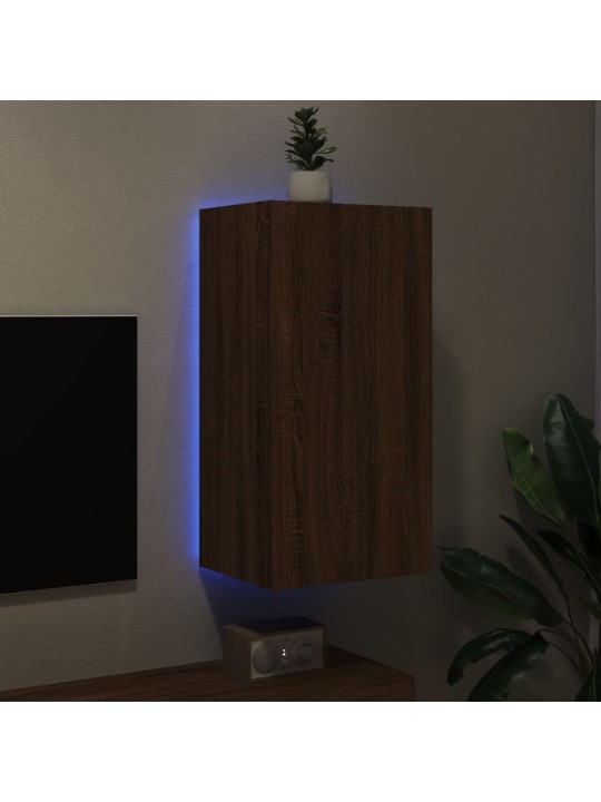 Tv plaukti ar led lampiņām, 40,5x35x80 cm, brūna ozola
