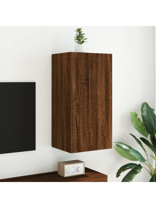 Tv plaukti ar led lampiņām, 40,5x35x80 cm, brūna ozola