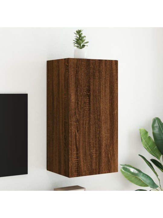 Tv plaukti ar led lampiņām, 40,5x35x80 cm, brūna ozola