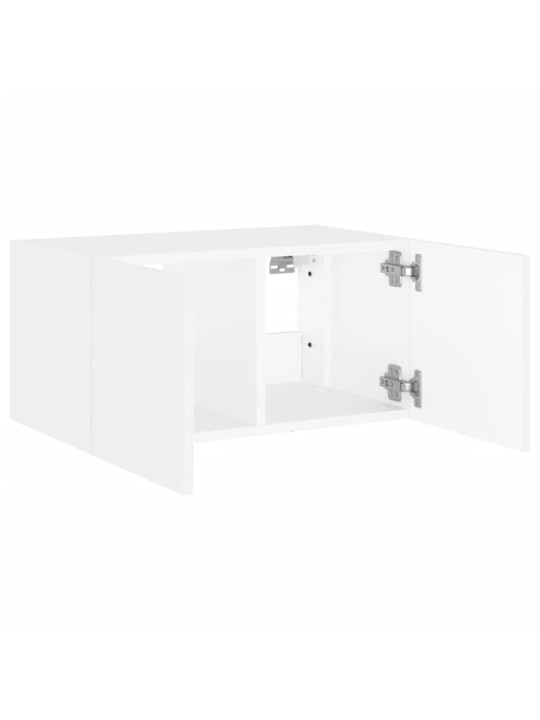 Tv galdiņš ar led lampiņām, balti, 60x35x31 cm