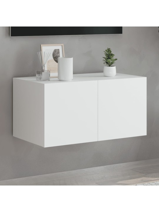Tv galdiņš ar led lampiņām, balti, 60x35x31 cm