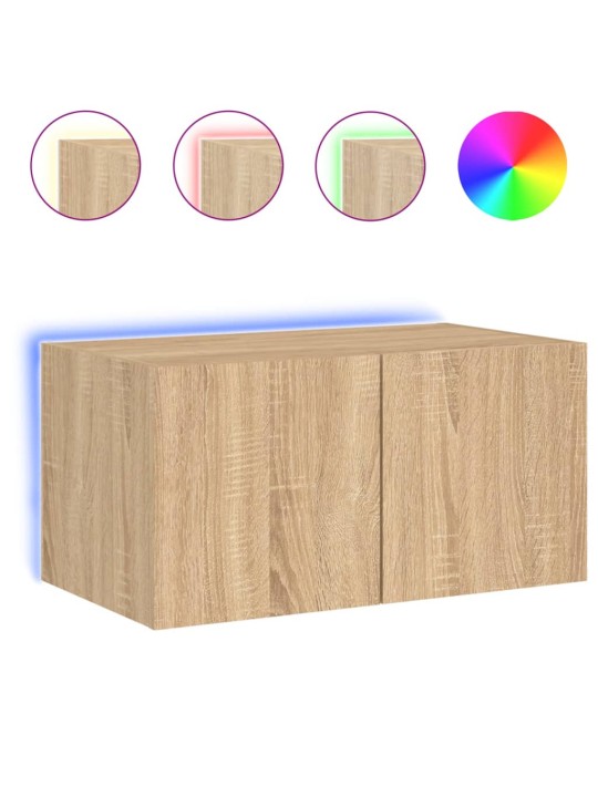 Tv plaukti ar led lampiņām, 60x35x31 cm, koka krāsā