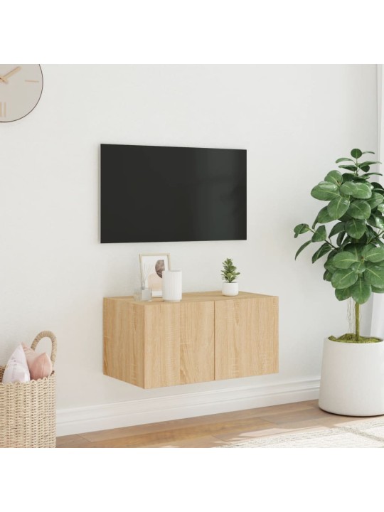 Tv plaukti ar led lampiņām, 60x35x31 cm, koka krāsā