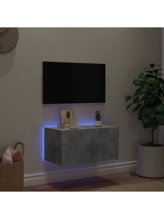 Tv galdiņi ar led lampiņām, betona pelēki, 60x35x31 cm