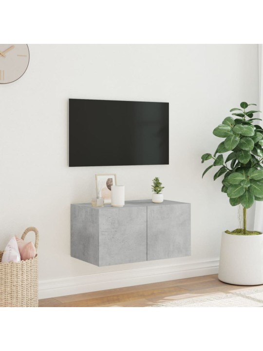 Tv galdiņi ar led lampiņām, betona pelēki, 60x35x31 cm