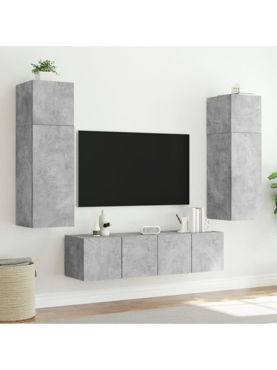 Tv galdiņi ar led lampiņām, betona pelēki, 60x35x31 cm