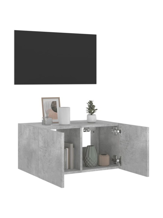 Tv galdiņi ar led lampiņām, betona pelēki, 60x35x31 cm