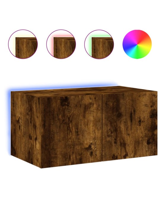 Tv plaukti ar led lampiņām, 60x35x31 cm, ozolkoka krāsā