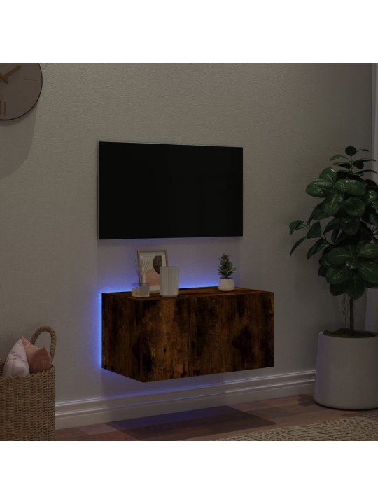 Tv plaukti ar led lampiņām, 60x35x31 cm, ozolkoka krāsā