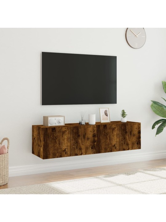 Tv plaukti ar led lampiņām, 2 gab., 60x35x31 cm, ozolkoka krāsa
