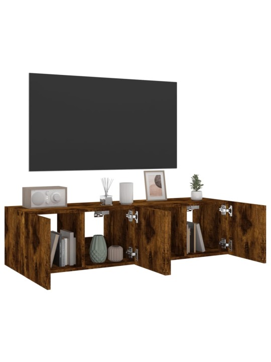 Tv plaukti ar led lampiņām, 2 gab., 60x35x31 cm, ozolkoka krāsa