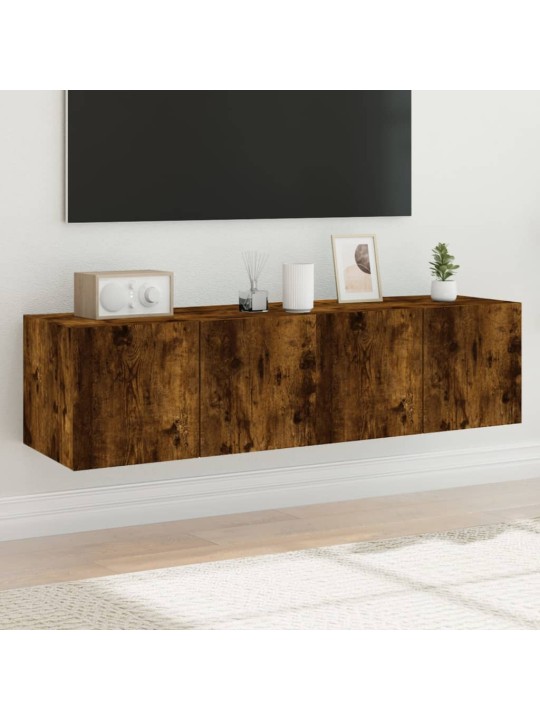 Tv plaukti ar led lampiņām, 2 gab., 60x35x31 cm, ozolkoka krāsa