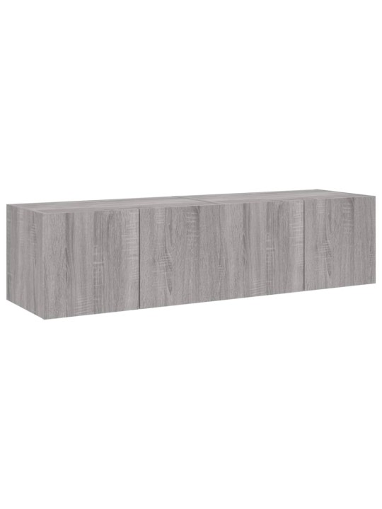 Tv plaukti ar led lampiņām, 2 gab., 60x35x31 cm, pelēka ozola