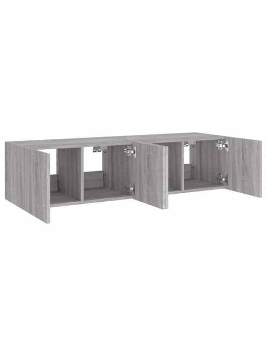 Tv plaukti ar led lampiņām, 2 gab., 60x35x31 cm, pelēka ozola