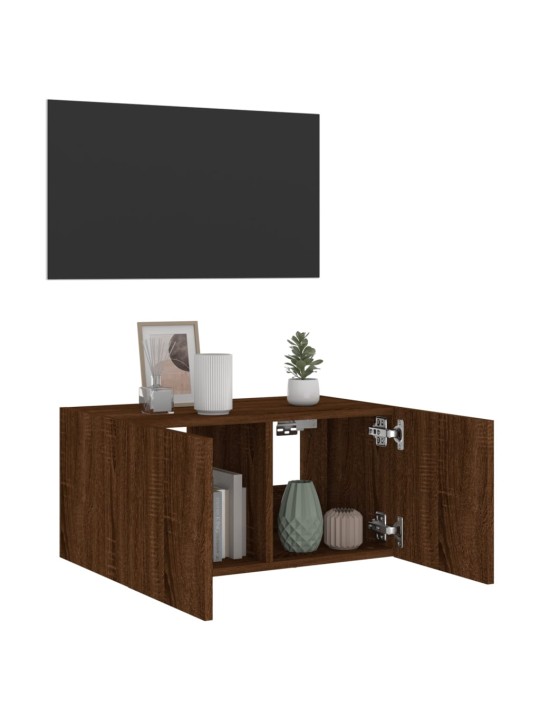 Tv plaukti ar led lampiņām, 60x35x31 cm, brūna ozolkoka
