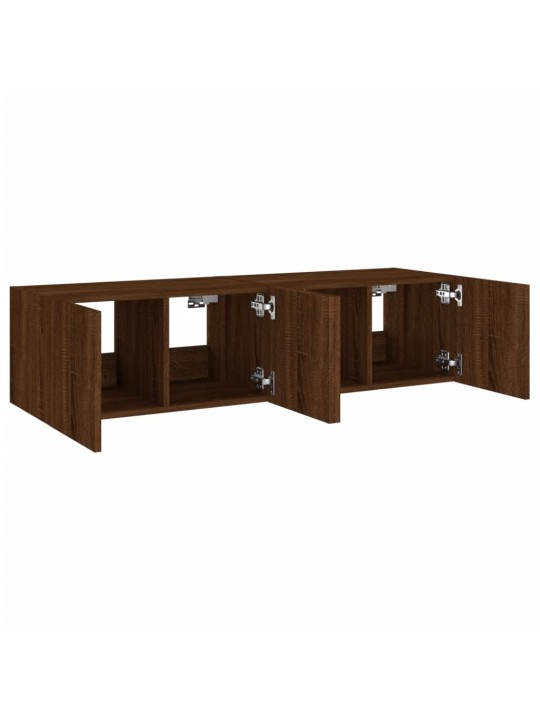 Tv plaukti ar led lampiņām, 2 gab., 60x35x31 cm, brūna ozolkoka
