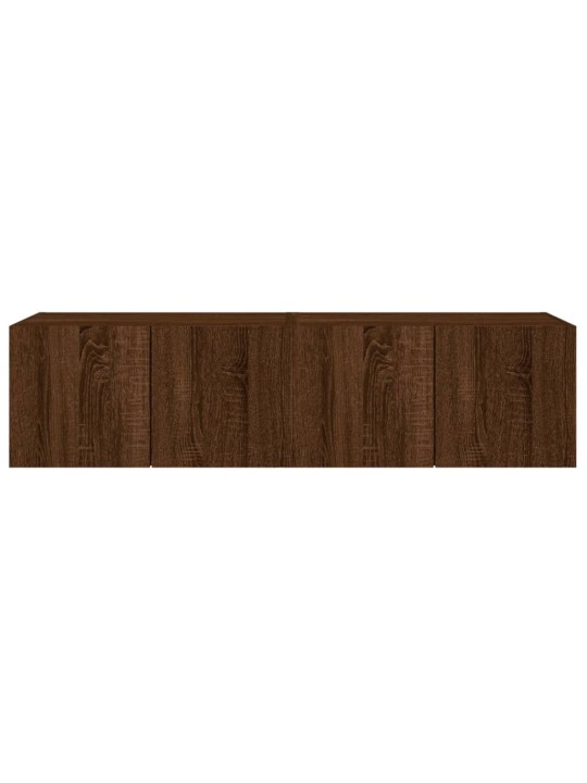 Tv plaukti ar led lampiņām, 2 gab., 60x35x31 cm, brūna ozolkoka