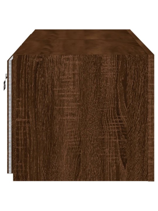 Tv plaukti ar led lampiņām, 2 gab., 60x35x31 cm, brūna ozolkoka