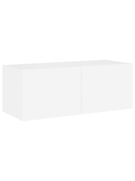 Tv galdiņš ar led lampiņām, balti, 80x35x31 cm
