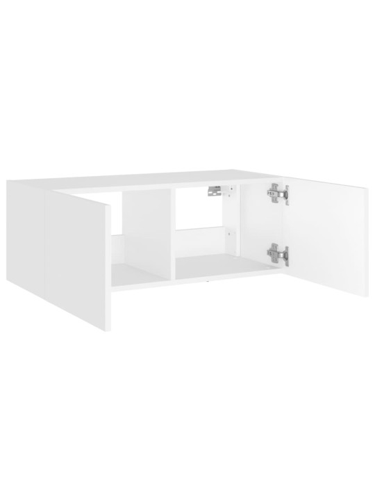 Tv galdiņš ar led lampiņām, balti, 80x35x31 cm