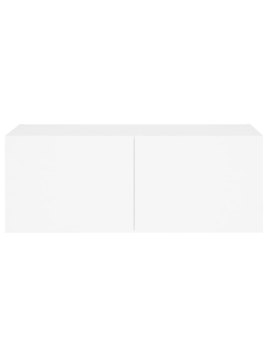 Tv galdiņš ar led lampiņām, balti, 80x35x31 cm