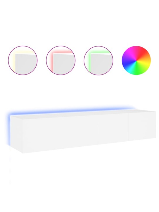 Tv galdiņi ar led lampiņām, 2 gab., balti, 80x35x31 cm