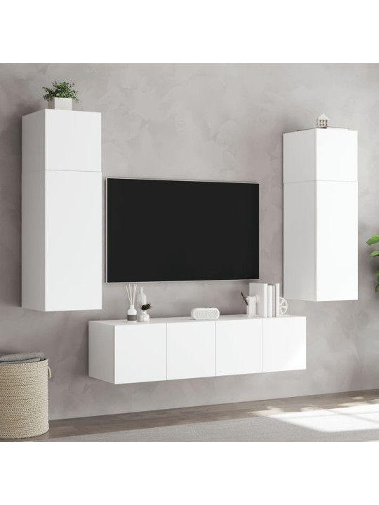 Tv galdiņi ar led lampiņām, 2 gab., balti, 80x35x31 cm