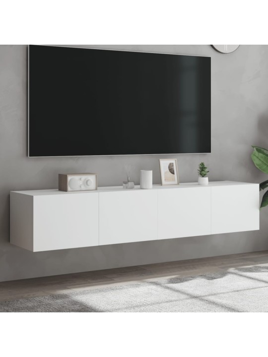 Tv galdiņi ar led lampiņām, 2 gab., balti, 80x35x31 cm