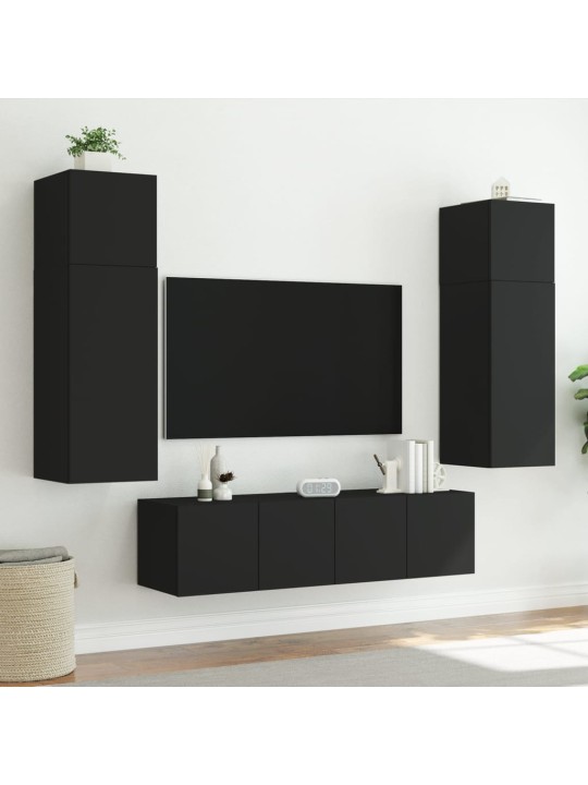 Tv galdiņš ar led lampiņām, melni, 80x35x31 cm
