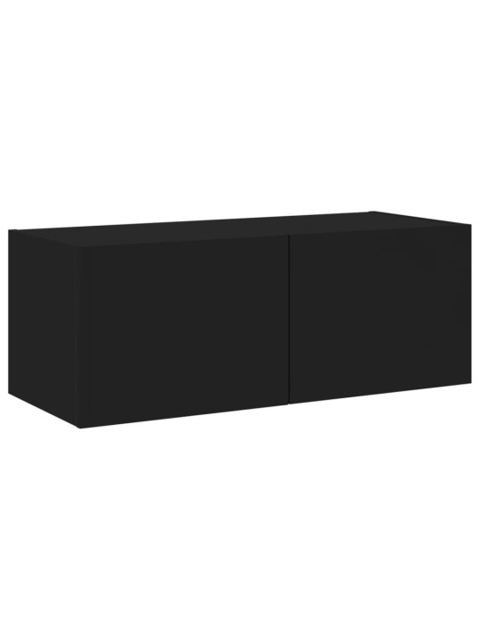 Tv galdiņš ar led lampiņām, melni, 80x35x31 cm