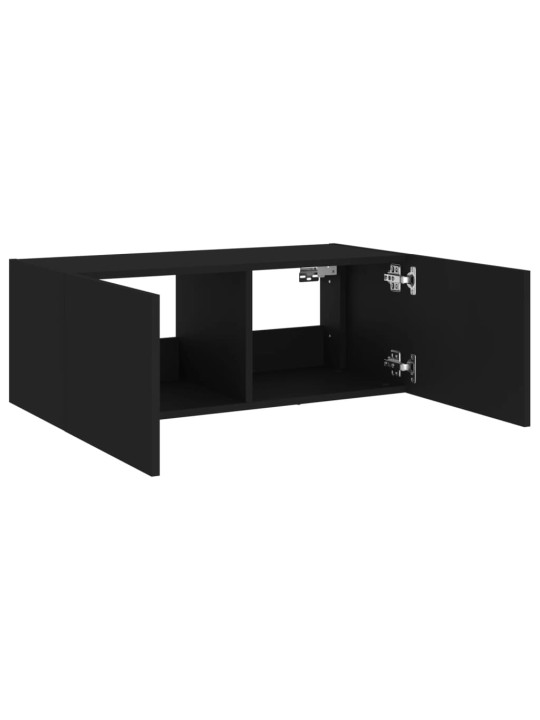 Tv galdiņš ar led lampiņām, melni, 80x35x31 cm