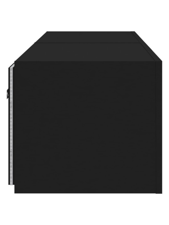 Tv plaukti ar led lampiņām, 2 gab., melni, 80x35x31 cm