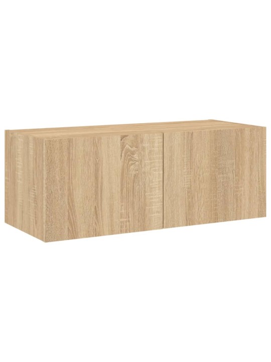 Tv plaukti ar led lampiņām, 80x35x31 cm, koka krāsā