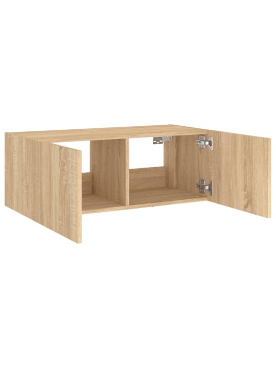 Tv plaukti ar led lampiņām, 80x35x31 cm, koka krāsā