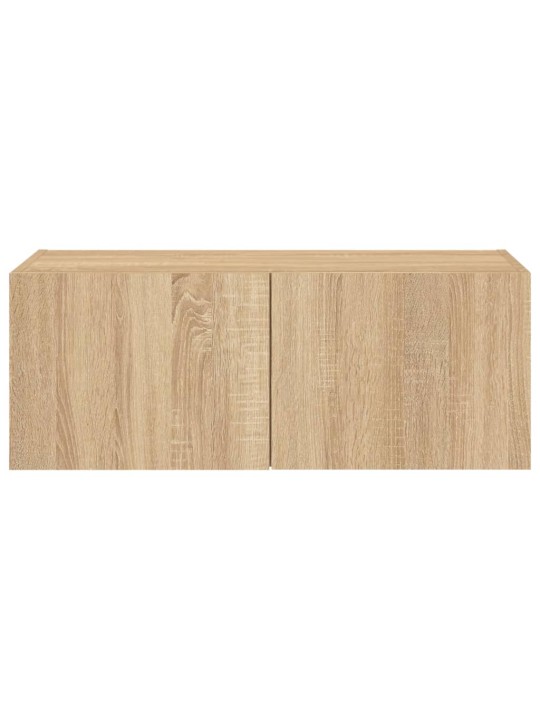 Tv plaukti ar led lampiņām, 80x35x31 cm, koka krāsā