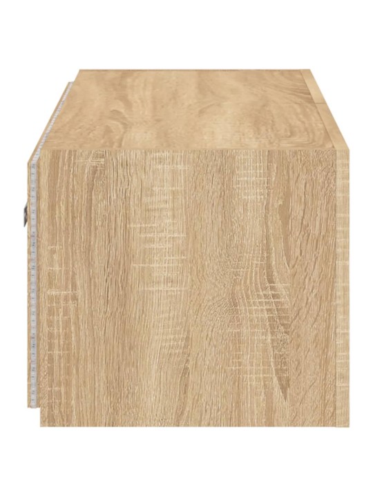 Tv plaukti ar led lampiņām, 80x35x31 cm, koka krāsā