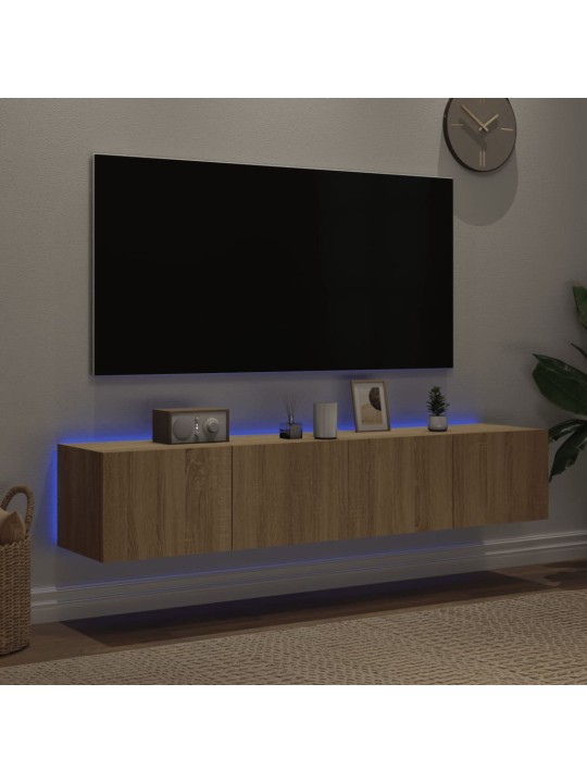Tv plaukti ar led lampiņām, 2 gab., 80x35x31 cm, koka krāsa
